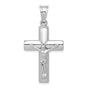 Hollow Reversible Latin Crucifix Charm Pendant in Real 14k White Gold