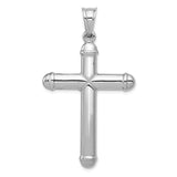 Hollow Reversible Latin Crucifix With Rounded Capped Ends Charm Pendant in Real 14k White Gold