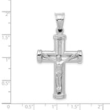 Hollow Latin Crucifix With Capped Ends Charm Pendant in Real 14k White Gold