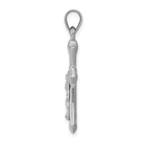 14k White Gold Reversible Patonce Crucifix Pendant with Raised Christ Figure