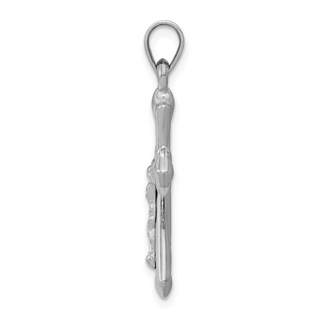 14k White Gold Reversible Patonce Crucifix Pendant with Raised Christ Figure