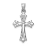 14k White Gold Reversible Patonce Crucifix Pendant with Raised Christ Figure