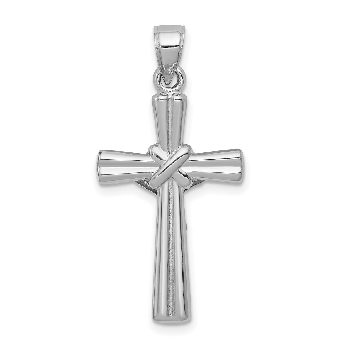 Hollow Reversible Latin Crucifix Charm Pendant in Real 14k White Gold