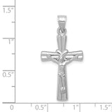 Hollow Reversible Latin Crucifix Charm Pendant in Real 14k White Gold