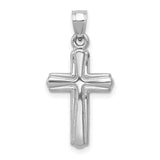 Hollow Reversible Latin Crucifix Charm Pendant in Real 14k White Gold