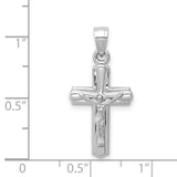 Hollow Reversible Latin Crucifix Charm Pendant in Real 14k White Gold