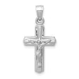 Hollow Reversible Latin Crucifix Charm Pendant in Real 14k White Gold