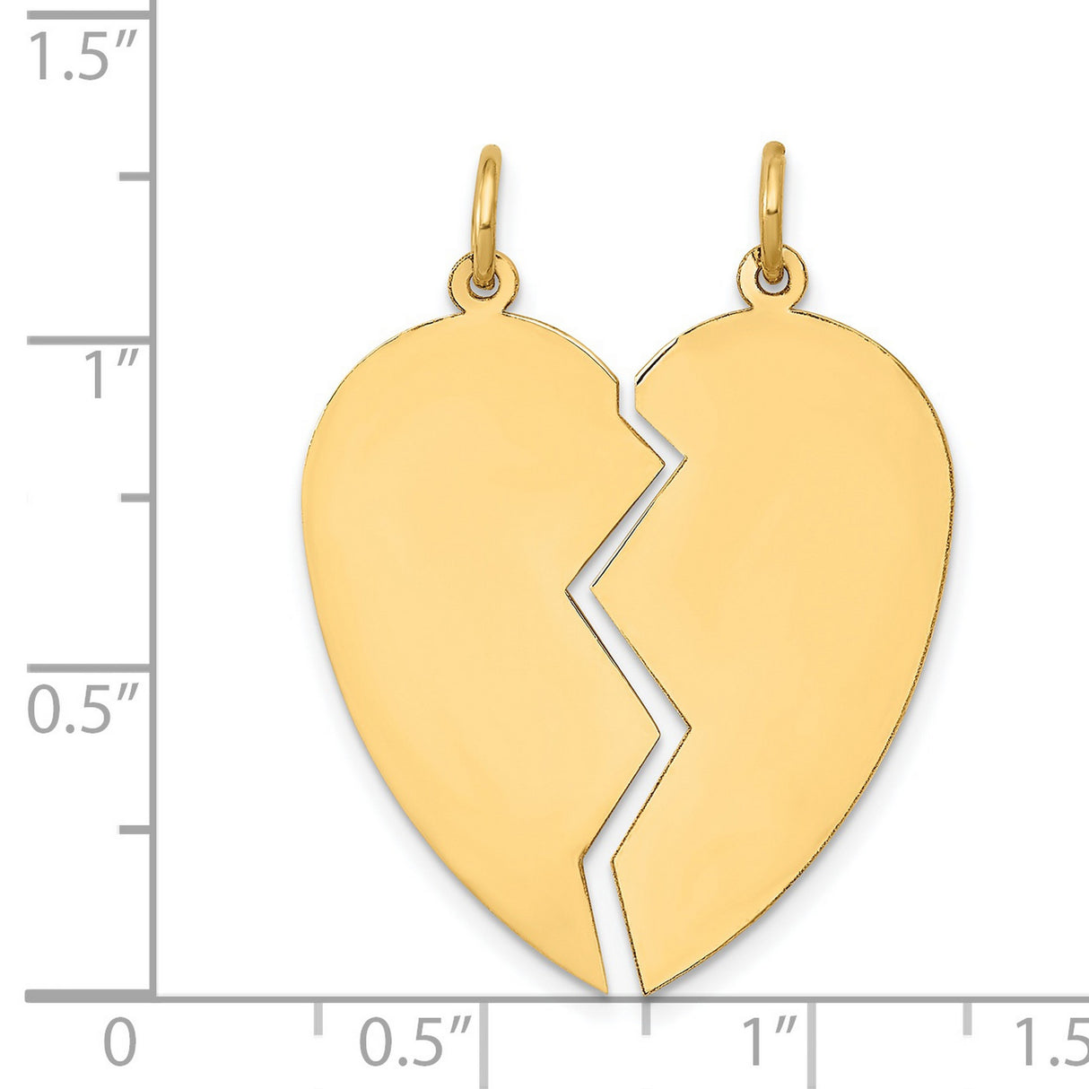 Break Apart Heart Charm Pendant in Real 14k Yellow Gold