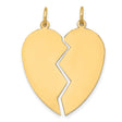 Break Apart Heart Charm Pendant in Real 14k Yellow Gold