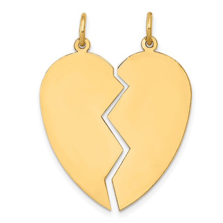 Break Apart Heart Charm Pendant in Real 14k Yellow Gold