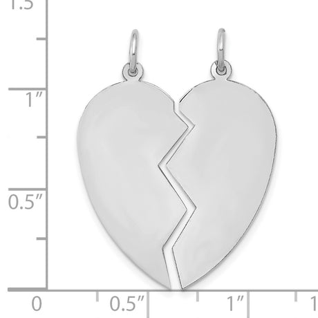 2 piece Heart Set Charm Pendant in Real 14k White Gold