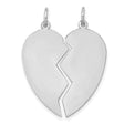 2 piece Heart Set Charm Pendant in Real 14k White Gold