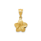 14k Yellow Gold Plumeria Flower Pendant with Matte and Polished Finish for Women