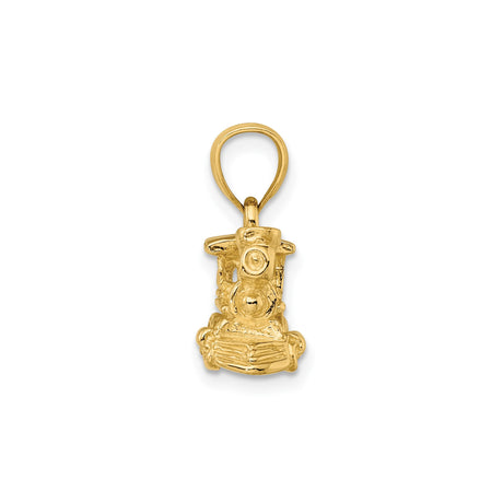 14k Yellow Gold Train Pendant with Detailed Steam Engine Design, Locomotive Charm