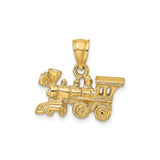 14k Yellow Gold Train Pendant with Detailed Steam Engine Design, Locomotive Charm