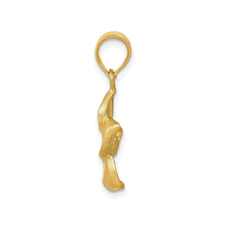14k Yellow Gold Plumeria Flower Pendant with Satin and Polished Finish, Hawaiian Floral Charm