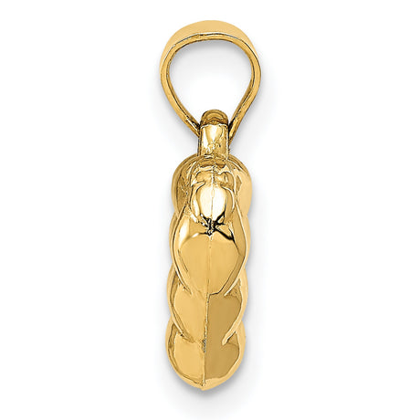 14k Yellow Gold Heart Pendant, Quilted Puffed Textured Design for Women