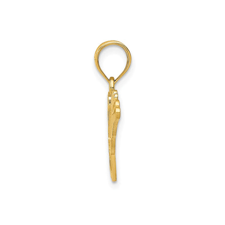 14k Yellow Gold Bunny Rabbit Pendant with Leaping Rabbit Design, Dainty Animal Charm for Women