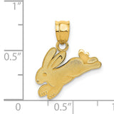 Running Rabbit Charm Pendant in Real 14k Yellow Gold