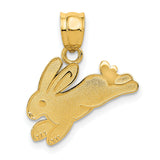 Running Rabbit Charm Pendant in Real 14k Yellow Gold