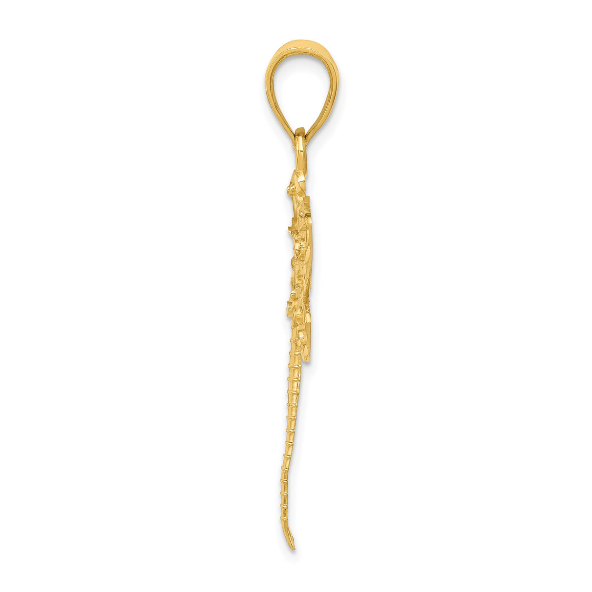 14k Yellow Gold Dragonfly Pendant with Openwork Wing Design, Boho Nature-Inspired Charm for Women