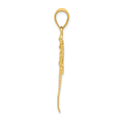 14k Yellow Gold Dragonfly Pendant with Openwork Wing Design, Boho Nature-Inspired Charm for Women