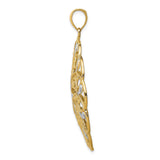 14k Yellow Gold and Rhodium Filigree Flower Pendant with Mandala Design