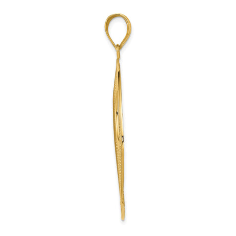 14k Yellow Gold Pendant, Floral Filigree Circle with Leaf Design, Nature-Inspired Charm for Women