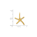 14k Yellow Gold Starfish Pendant Charm, Polished Nautical Theme Jewelry for Women