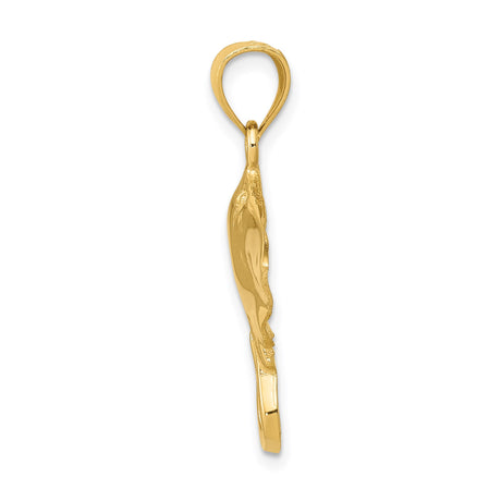 14k Yellow Gold Manta Ray Pendant, Ocean-Inspired Marine Animal Jewelry, Unisex Nautical Design