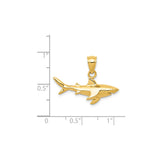 14k Yellow Gold Shark Pendant, Great White Design, Nautical Symbol of Strength for Men or Unisex
