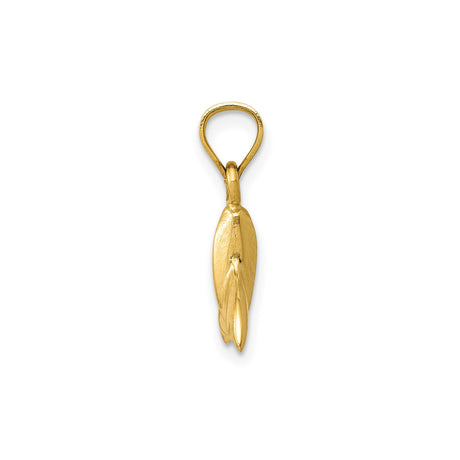 14k Yellow Gold Whale Tail Pendant Charm, Nautical Marine Life Jewelry for Ocean Lovers