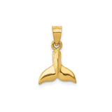 14k Yellow Gold Whale Tail Pendant Charm, Nautical Marine Life Jewelry for Ocean Lovers