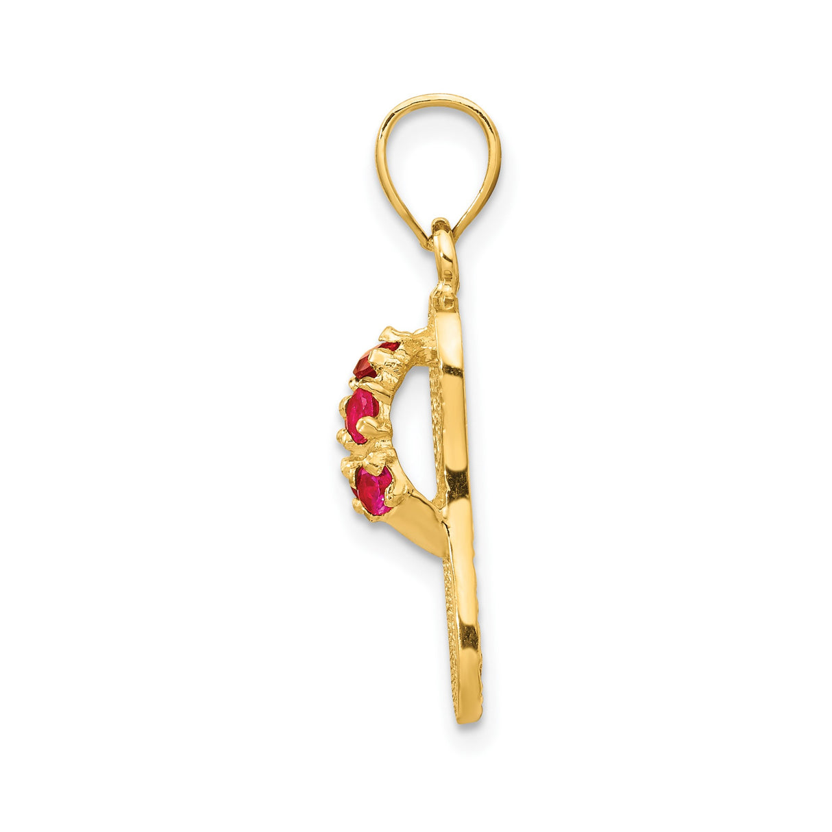 14k Yellow Gold Flip-Flop Sandal Pendant with Cubic Zirconia, Textured Summer Style