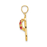 14k Yellow Gold Flip-Flop Sandal Pendant with Cubic Zirconia, Textured Summer Style