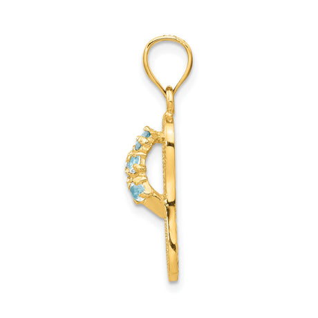 14k Yellow Gold Flip-Flop Sandal Pendant with Cubic Zirconia, Ocean-Inspired Beach Charm