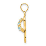 14k Yellow Gold Flip-Flop Sandal Pendant with Cubic Zirconia, Ocean-Inspired Beach Charm
