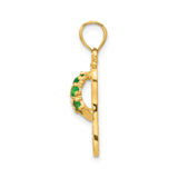 14k Yellow Gold Flip Flop Pendant with Cubic Zirconia, Tropical Beach Sandal Charm