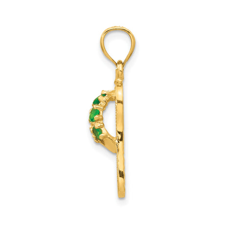 14k Yellow Gold Flip Flop Pendant with Cubic Zirconia, Tropical Beach Sandal Charm