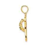 14k Yellow Gold Flip-Flop Sandal Charm Pendant with Cubic Zirconia, Coastal Beach Style