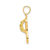 14k Yellow Gold Flip-Flop Pendant with Cubic Zirconia, Textured Sandal Design, Beach Style Charm