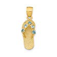 14k Yellow Gold Flip Flop Sandal Pendant with Cubic Zirconia, Ocean-Inspired Charm