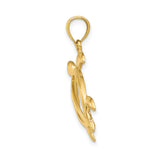 14k Yellow Gold Sea Turtle Pendant with Cutout Design, Marine Life Theme, Unisex Jewelry
