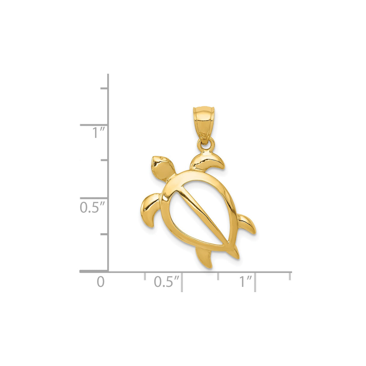 14k Yellow Gold Sea Turtle Pendant with Cutout Design, Marine Life Theme, Unisex Jewelry
