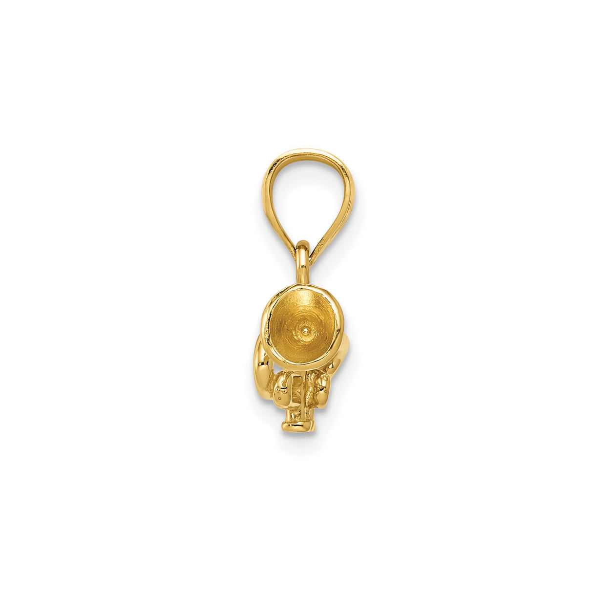 14k Yellow Gold Trumpet Pendant Charm, Mini Musical Instrument for Jazz Lovers