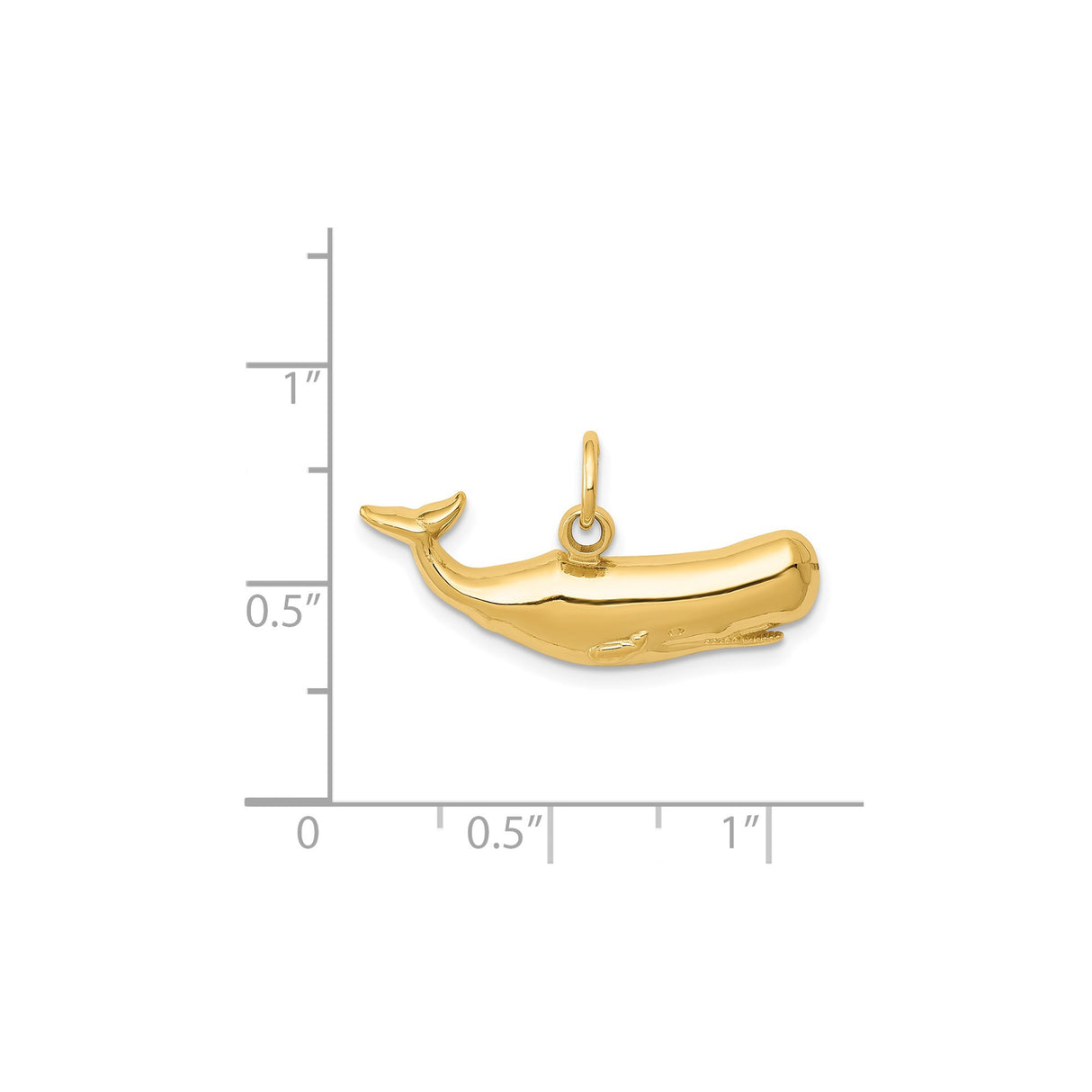 14k Yellow Gold Whale Pendant, Detailed Sperm Whale Charm, Nautical Marine Animal Jewelry
