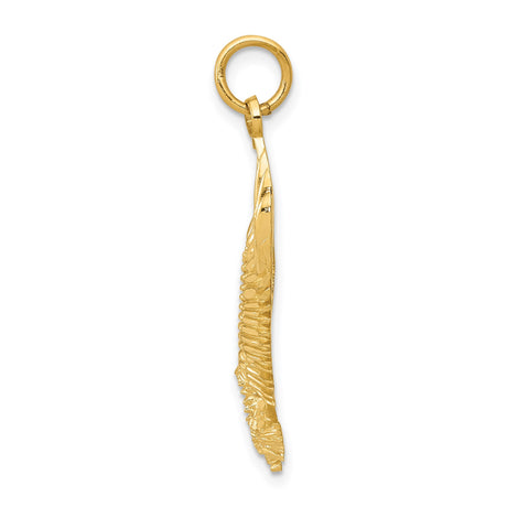 14k Yellow Gold Eagle Pendant with Outstretched Wings, Patriotic Bird of Prey Charm for Men