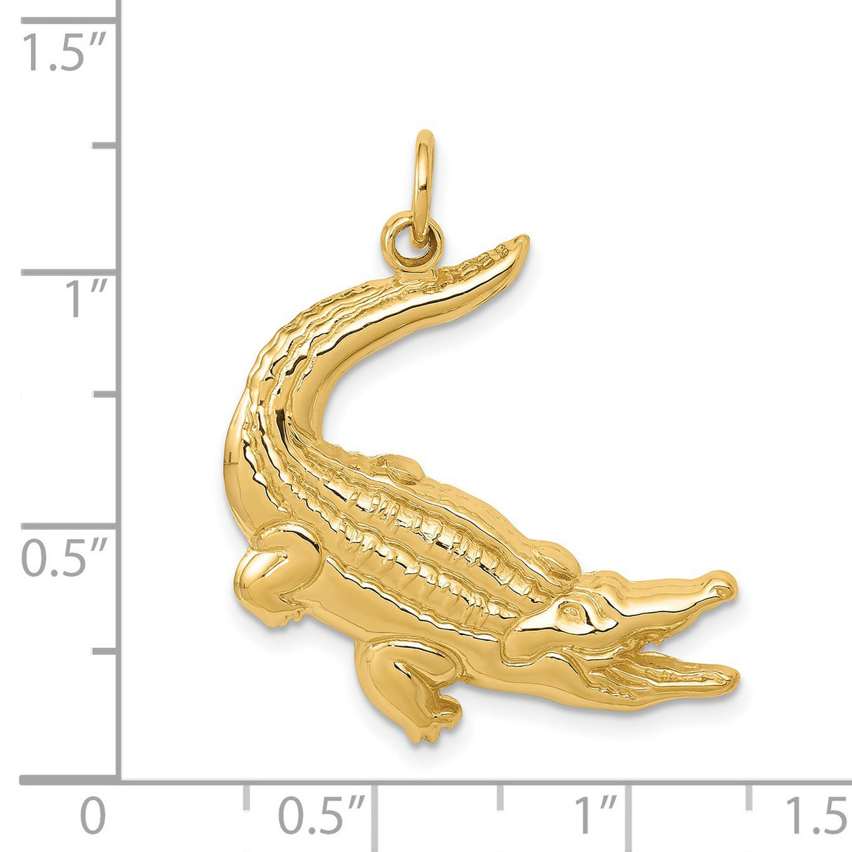 14k Yellow Gold Alligator Pendant, Detailed Crocodile Charm, Wildlife Theme for Men or Women