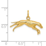 14k Yellow Gold Greyhound Dog Pendant with Number 12, Racing Design Charm
