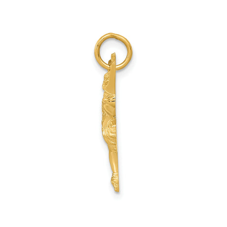 14k Yellow Gold Ballerina Dancer Pendant with Graceful Ballet Pose and Artistic Design